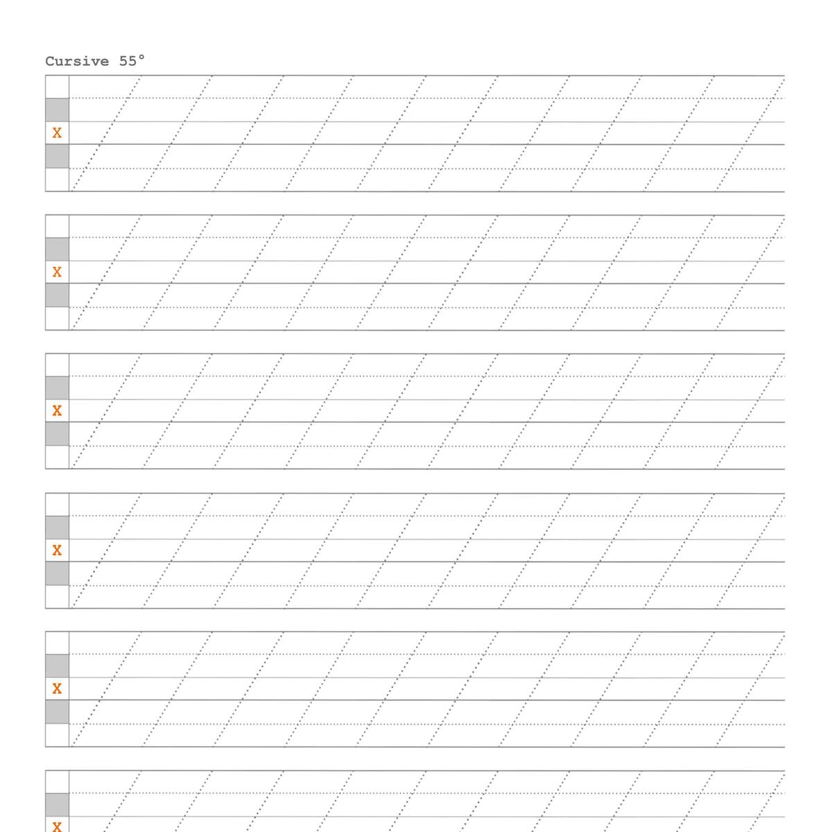 Digital Cursive Handwriting Practice Worksheet Printable PDF US Letter 8 5x11 300 DPI 6mm X Height 55 Slant Lines Instant Download Etsy