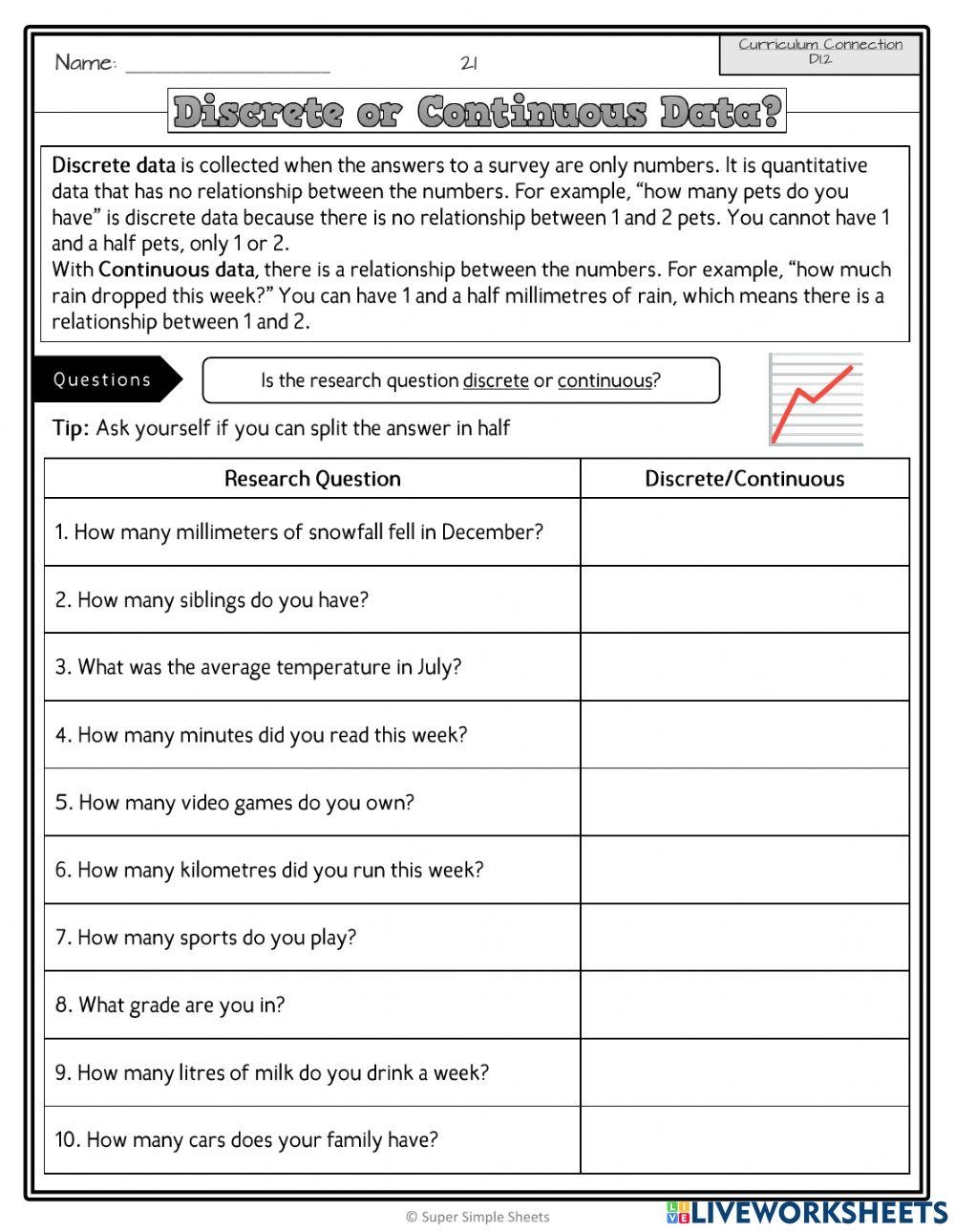 Discrete Vs Continuous Data Worksheet Understanding The Differences Discrete Vs Continuous Data Worksheet Understanding The Differences