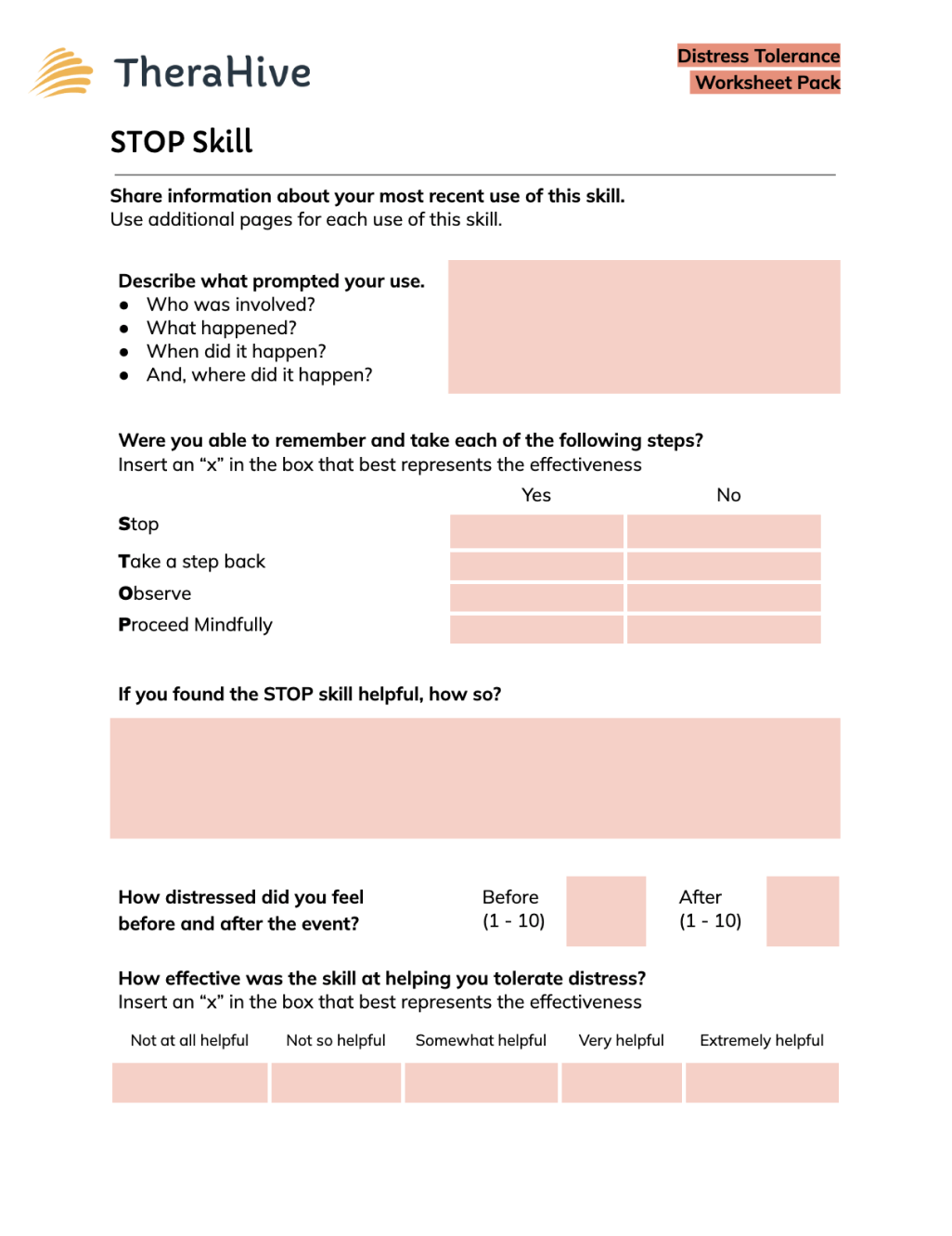 Distress Tolerance Worksheets DBT Skills Worksheets Distress Tolerance