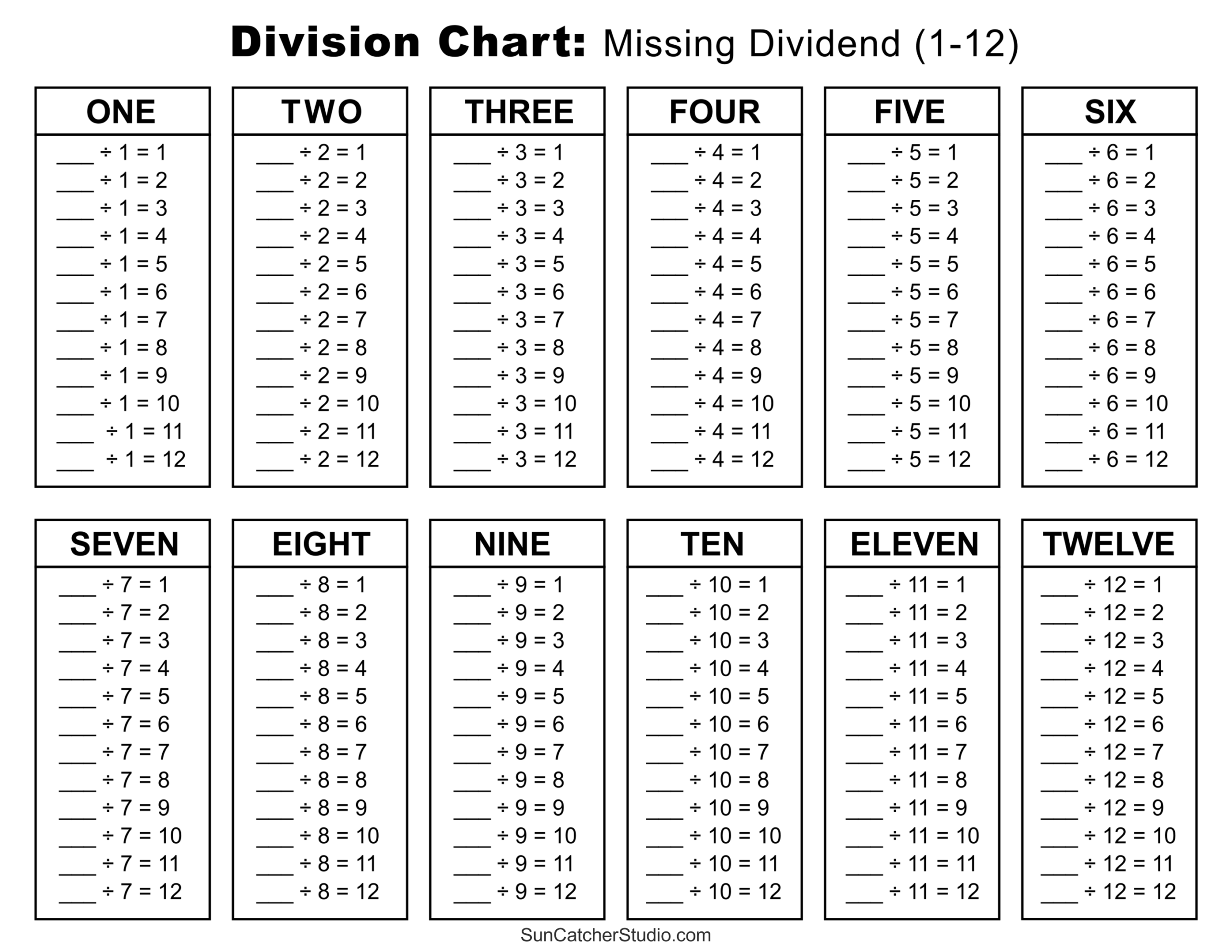 Division Charts And Tables Free Printable PDF Math Worksheets Free Printables Lettering SVG Files Tools Apps Division Chart Printable Paper Trail Design