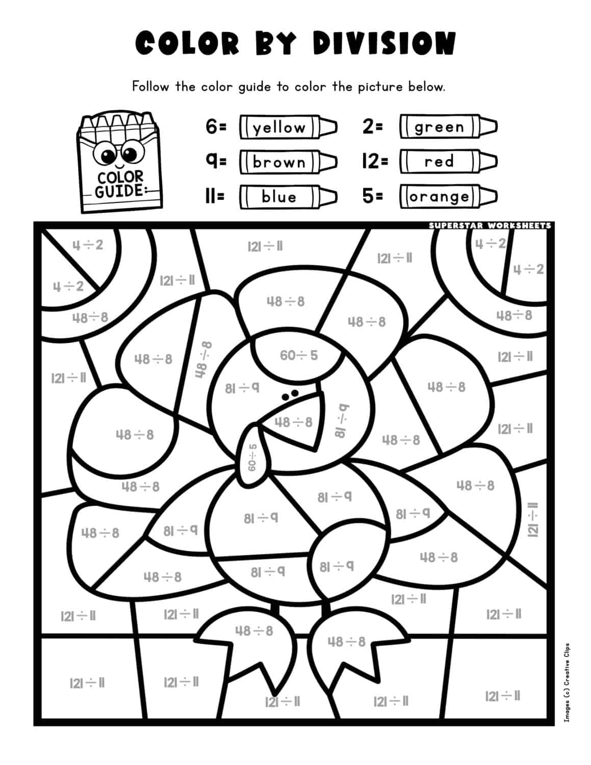 Division Color By Number Superstar Worksheets Math Coloring Pages Printable PDFs By K12mathworksheets
