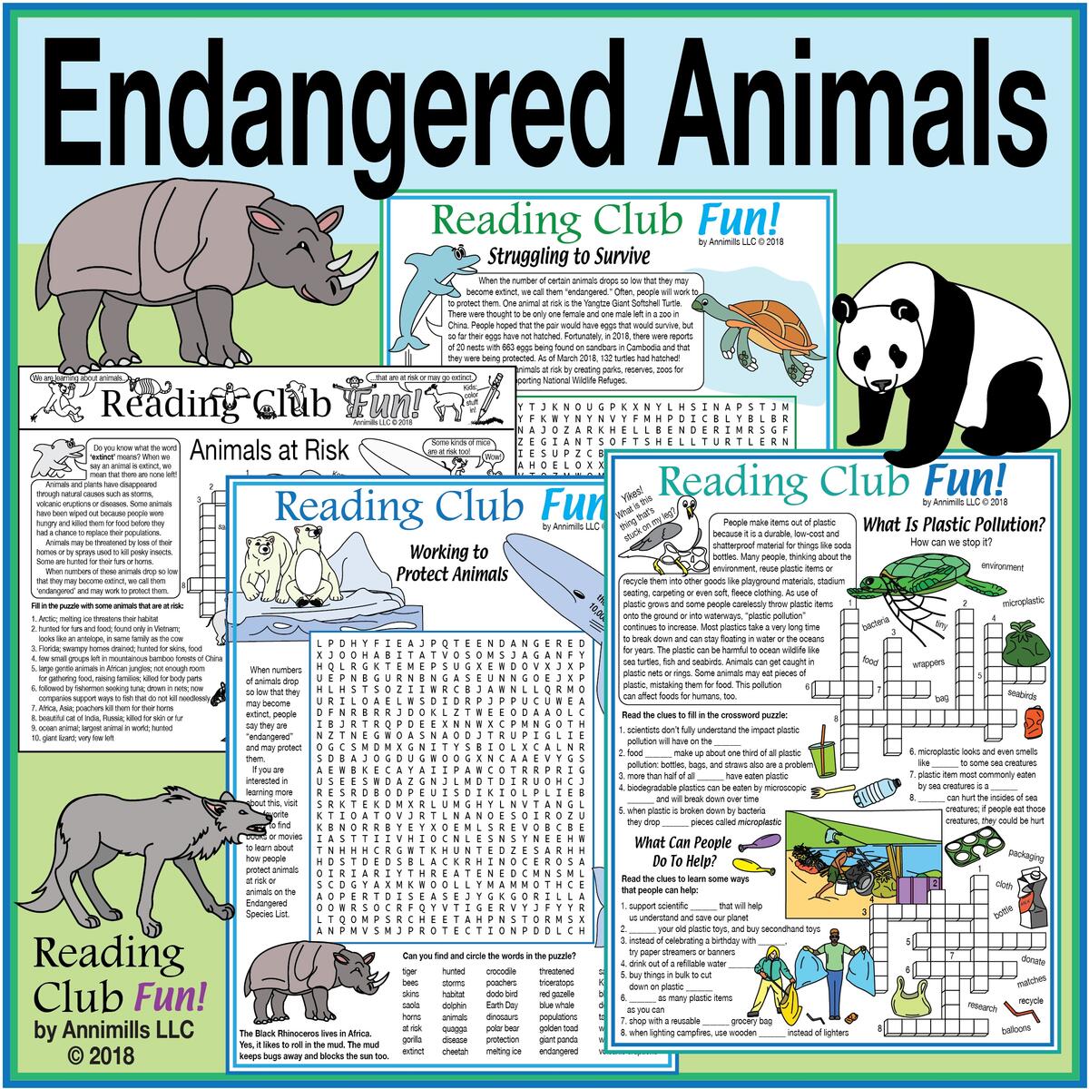 Earth Day Endangered Animals Printable Set Made By Teachers Endangered Animal Worksheet Learn And Protect Wildlife