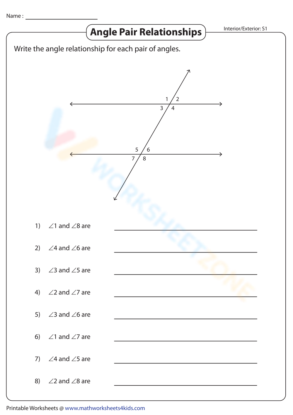 Easter Angle Pair Relationships Worksheets Easter Angle Pair Relationships Worksheets