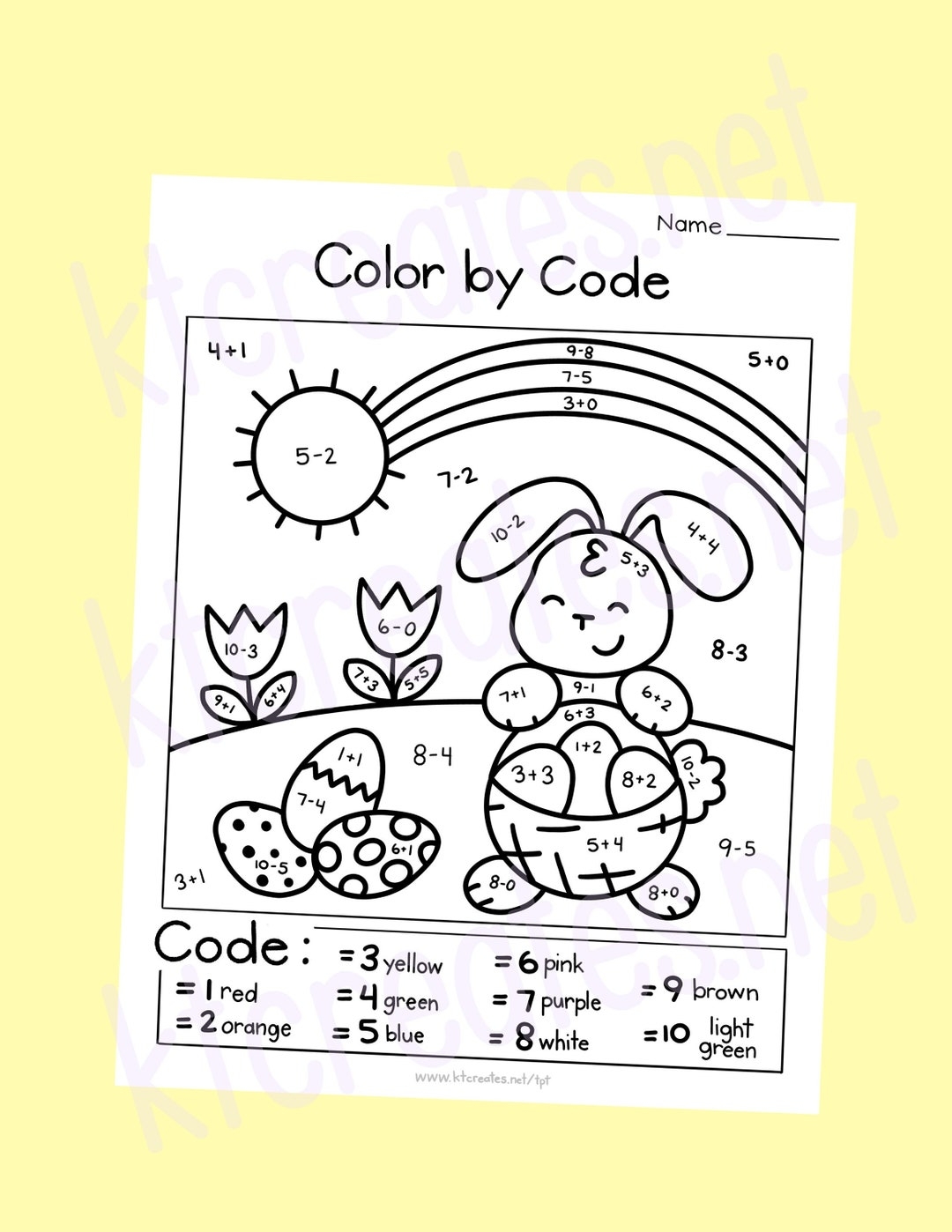 Easter Spring Color By Code Simple Math Etsy Easter Spring Color By Code Simple Math Etsy