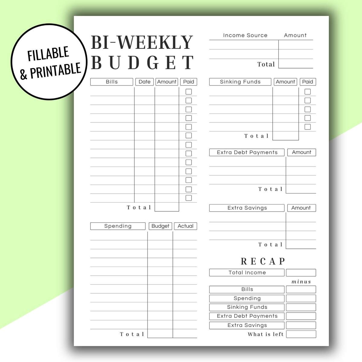 Bi Weekly Budget Overview Template Printable Canva Editable Paycheck Budget Budget Binder Budget Planner Budget Template A4 Letter PDF Etsy Israel