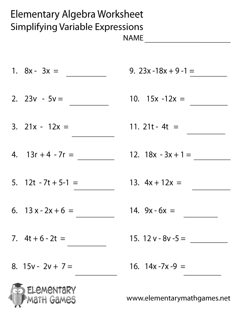Elementary Algebra Variable Expressions Worksheet Edia AI Platform For Student Outcomes