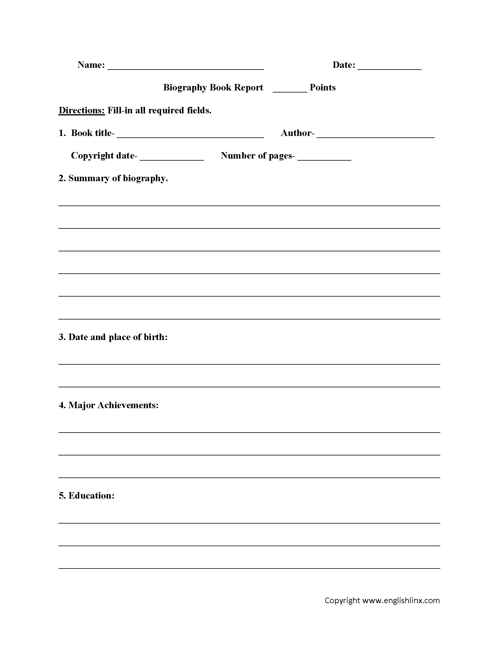 Englishlinx Book Report Worksheets Englishlinx Book Report Worksheets