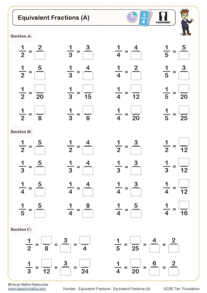 Equivalent Fractions A Worksheet Printable Maths Worksheets Equivalent Fractions A Worksheet Printable Maths Worksheets