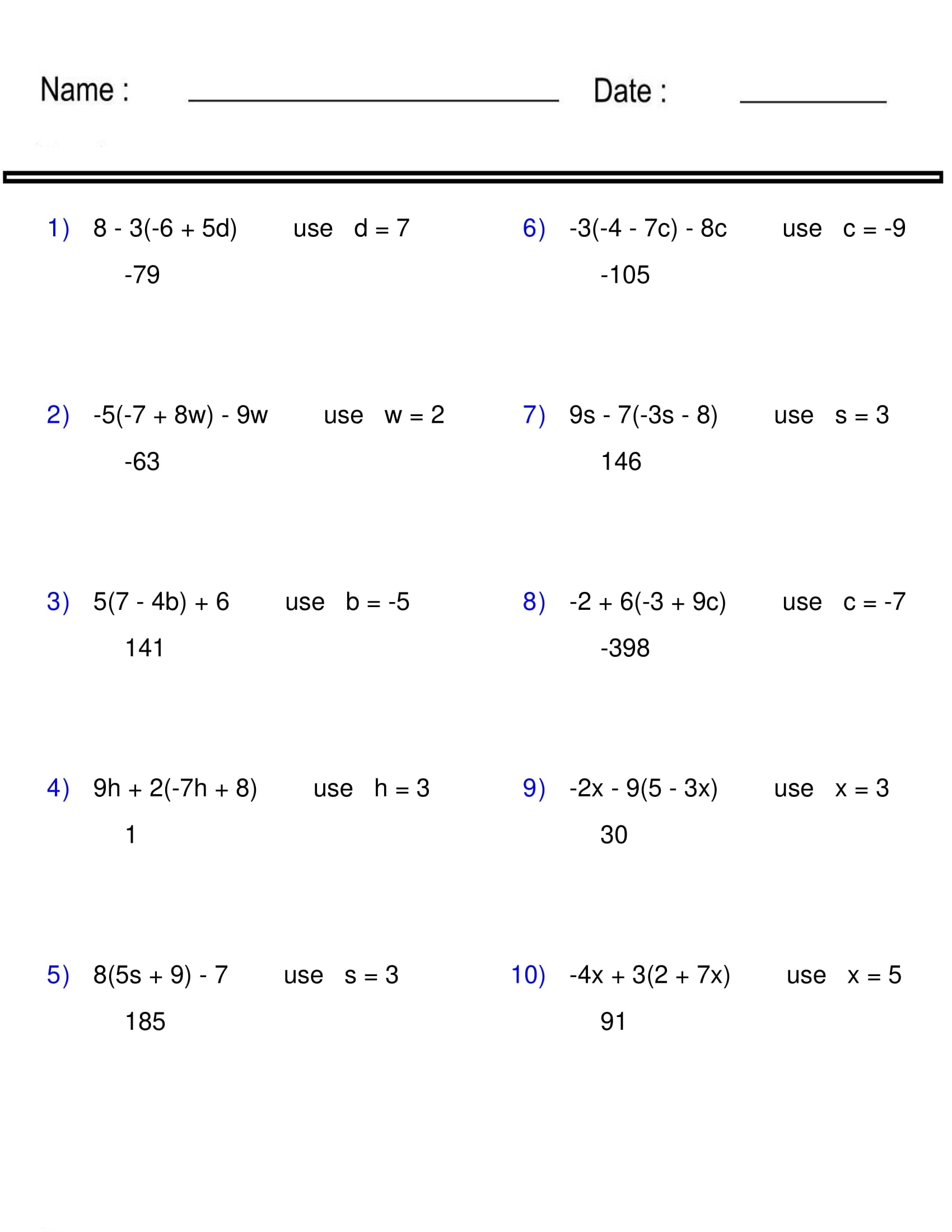 1st Grade Algebra Worksheets Printable