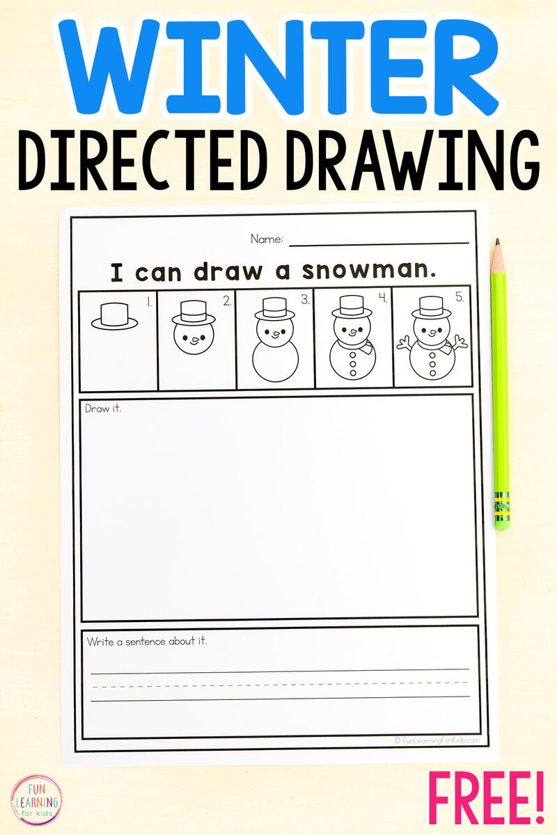 Festive Winter Directed Drawing Worksheets