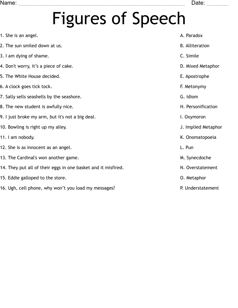 Figures Of Speech Worksheet WordMint Figures Of Speech Worksheet WordMint