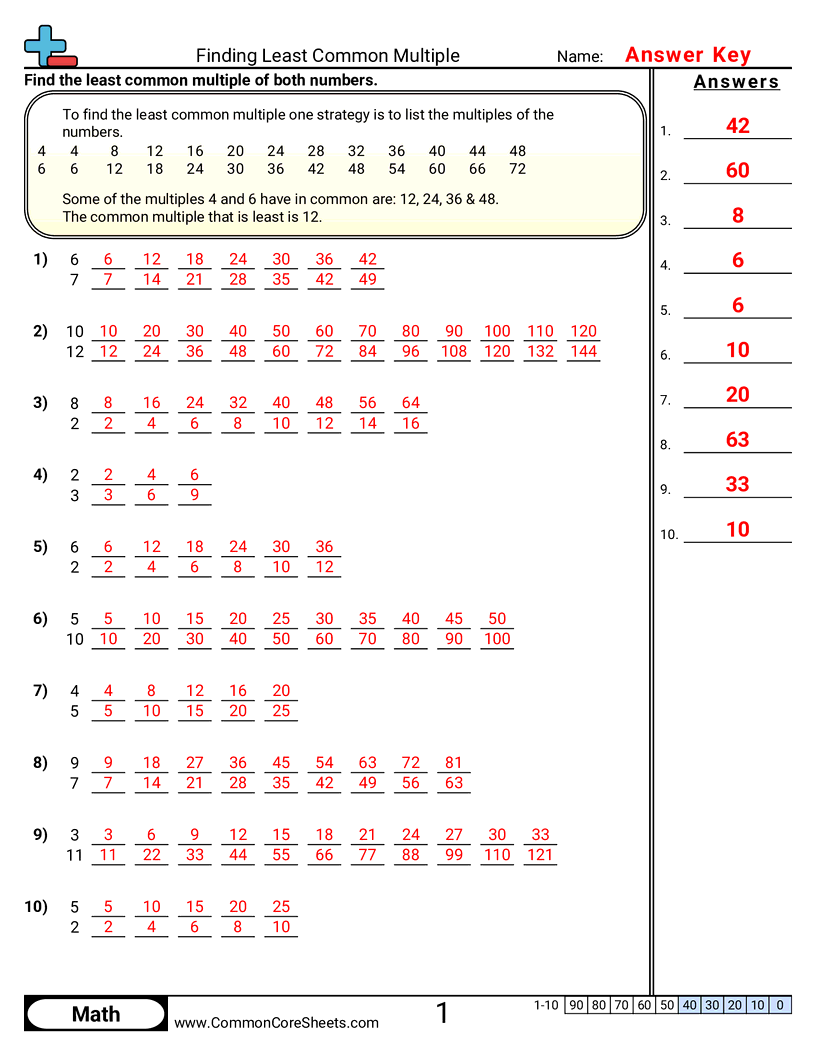 Finding Least Common Multiple Worksheet Download Finding Least Common Multiple Worksheet Download