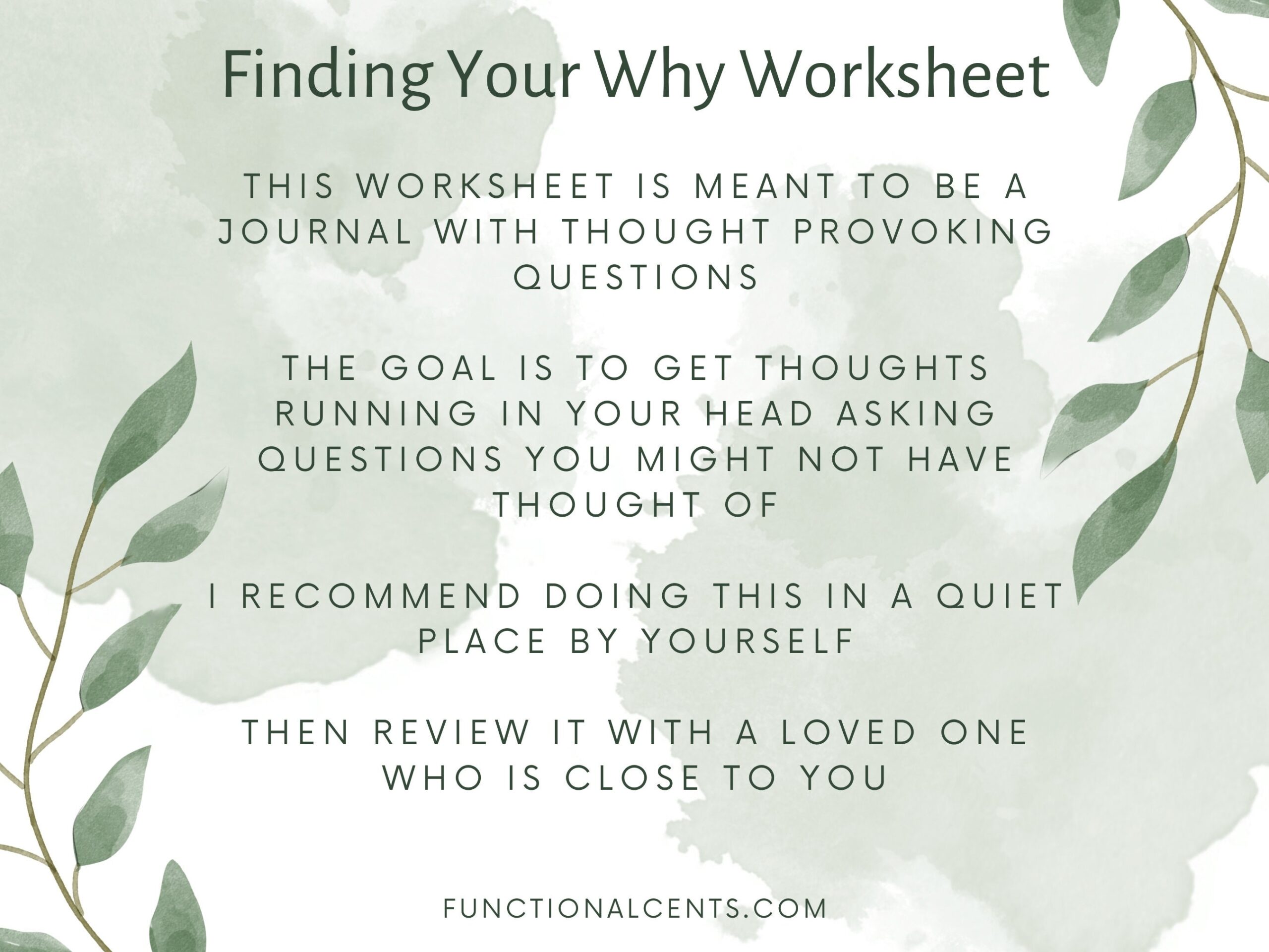 Finding Your Why Worksheet Printable Etsy