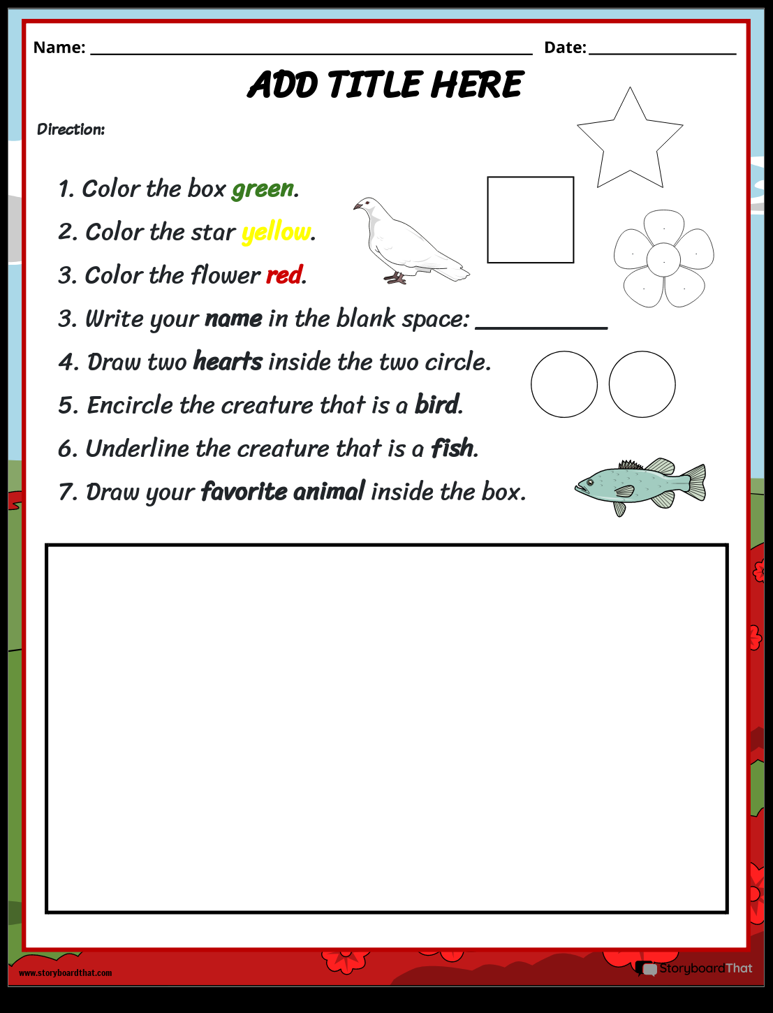 Following Simple Written Directions Worksheet Following Simple Written Directions Worksheet