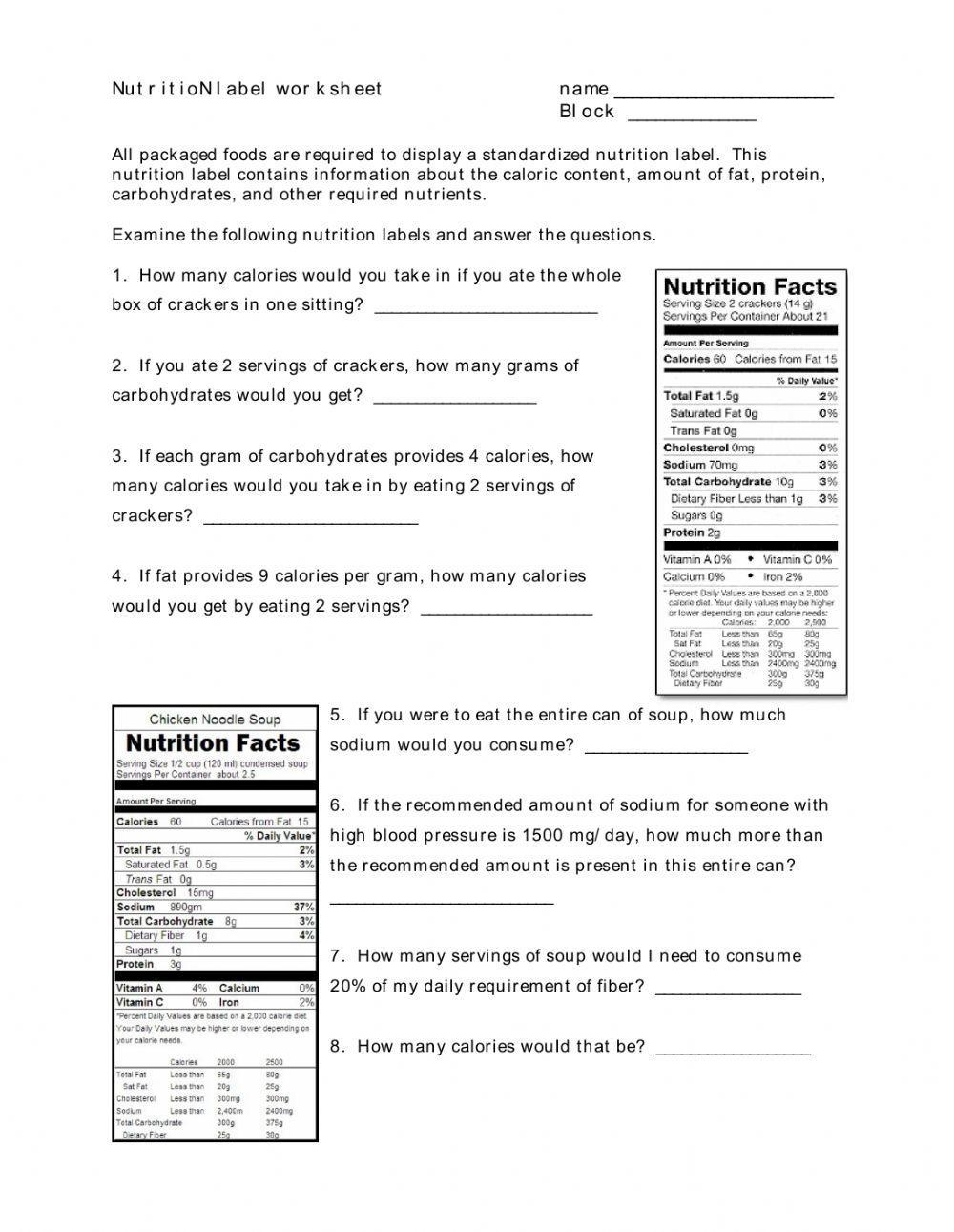 Food Labels Worksheet Worksheets Library Nutrition Facts Label Worksheet Worksheets Library