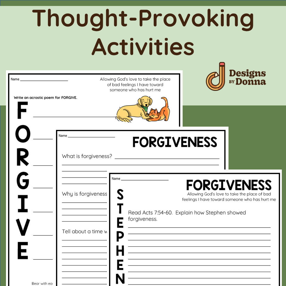 Forgiveness Christian Character Trait Packet Made By Teachers Forgiveness Christian Character Trait Packet Made By Teachers