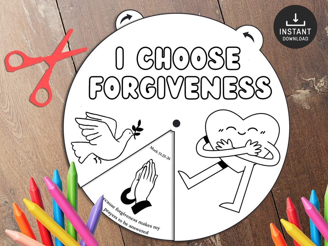 Forgiveness Scripture Coloring Wheel Printable Bible Activity Forgiveness Kids Bible Lesson Memory Game Sunday School Etsy Forgiveness Coloring Pages PDFs Free Printables