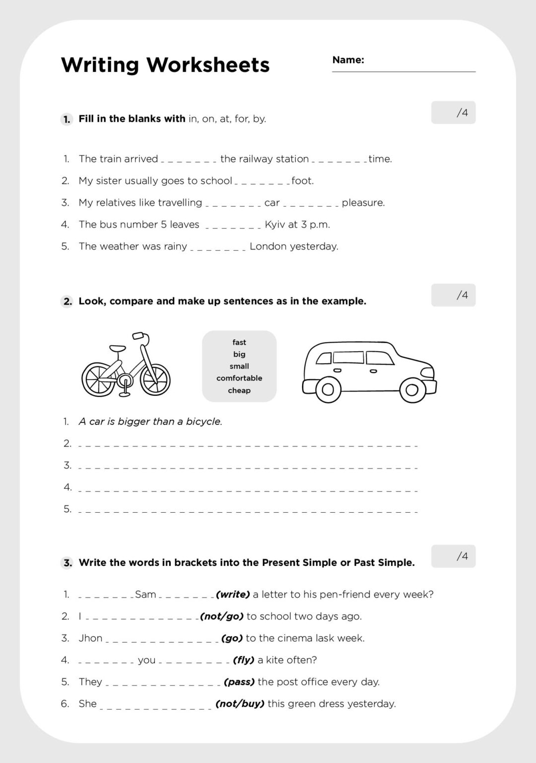 11 Printable Sentence Writing English Worksheets Improve Reading And Writing Skills Ages 4 7 KG1 To Grade 2 Etsy