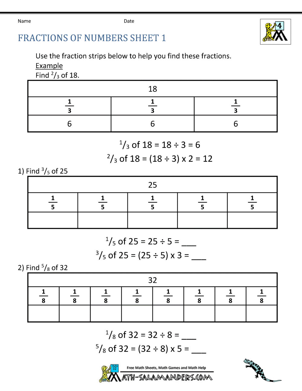 Fraction Of A Whole Number