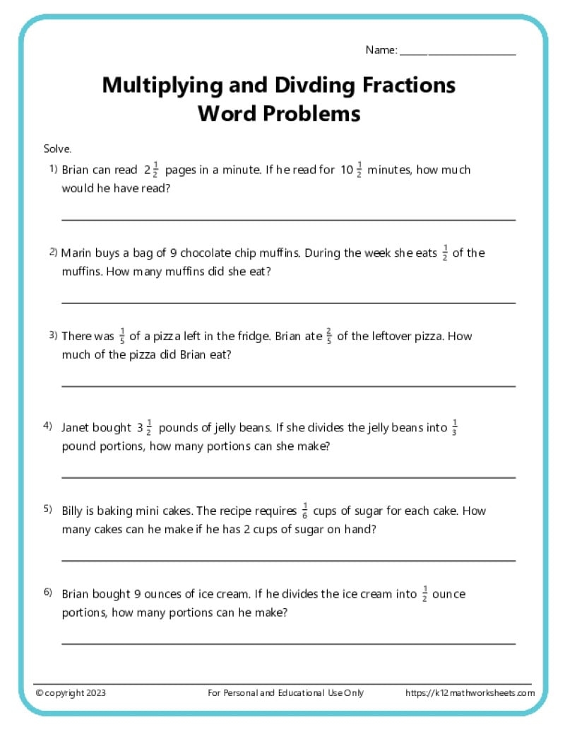 Word Problems Worksheets With Answers Printable PDF Math Worksheets Cazoom Math