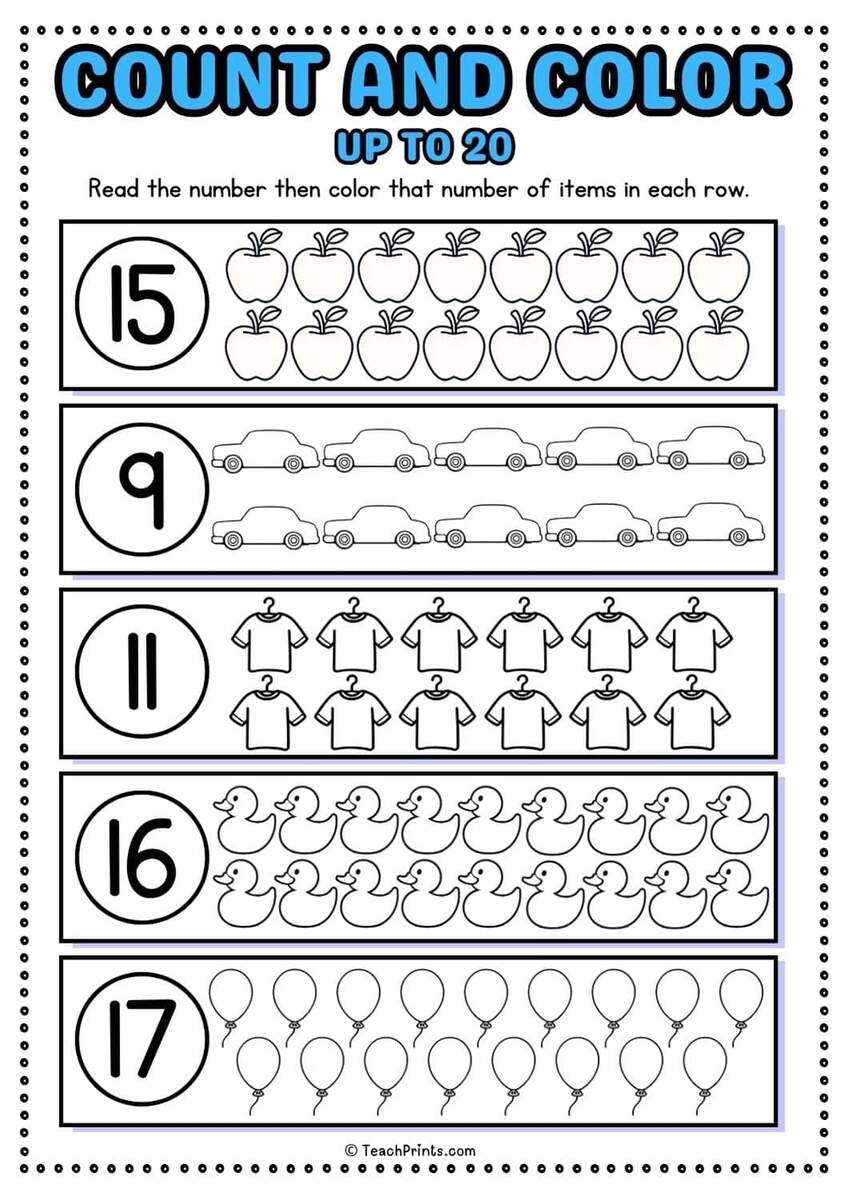 Free 1 20 Counting Worksheets Teach Prints FREE Printable Numbers 1 To 20 Worksheets