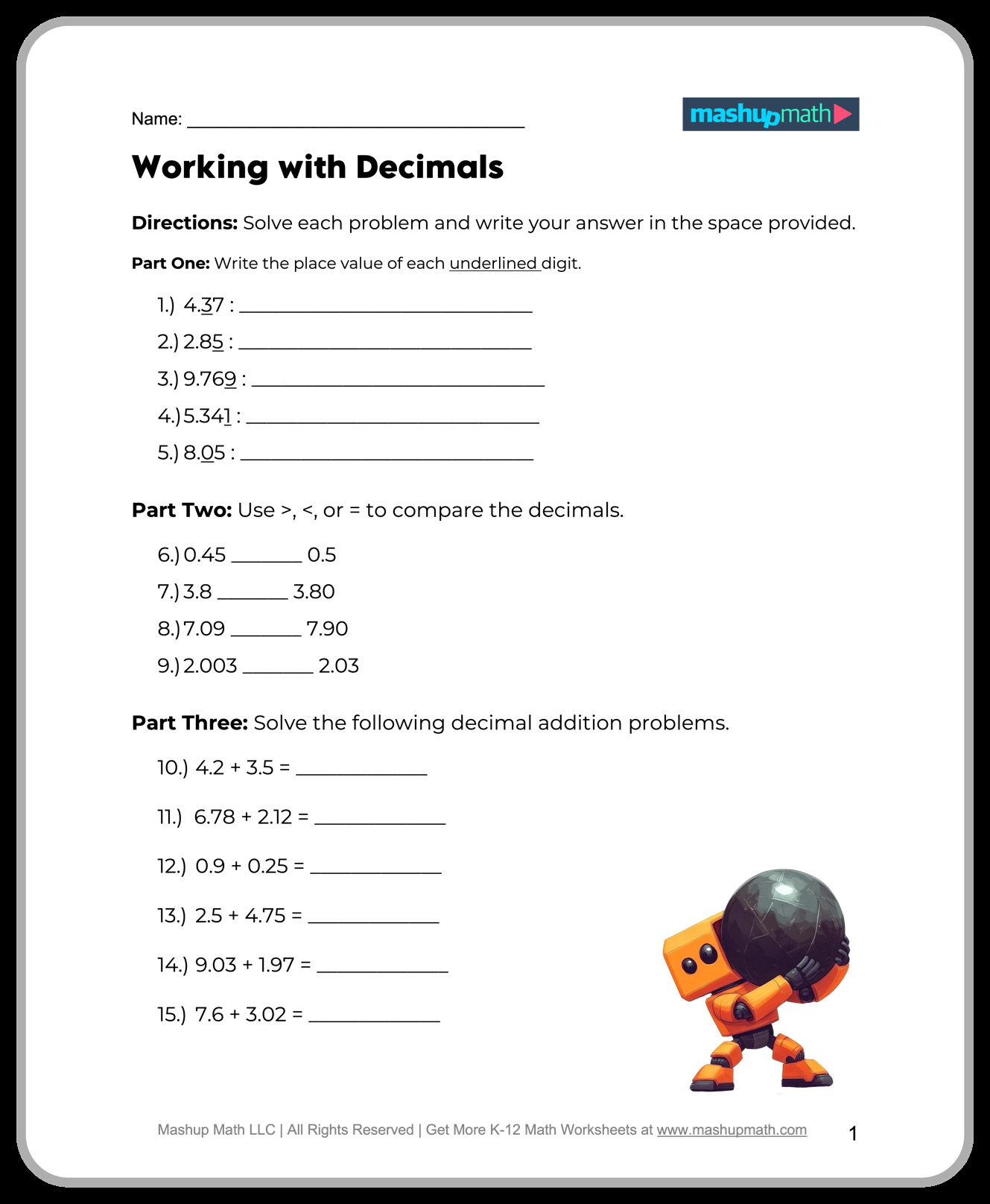 Free 5th Grade Math Worksheets Printable W Answers Mashup Math Free Printable Arithmetic Worksheet For Fifth Grade