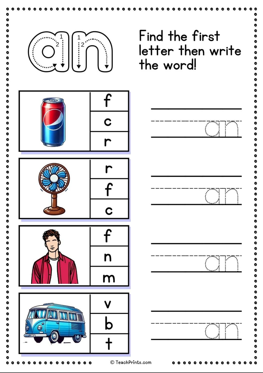 AN Word Family Worksheets The Teaching Aunt
