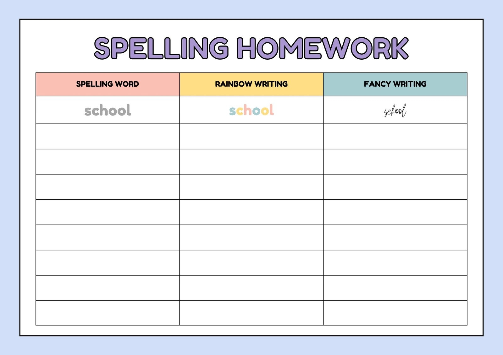 Free And Customizable Spelling Templates Free And Customizable Spelling Templates