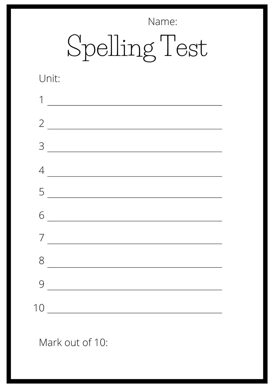 Free And Customizable Spelling Templates Spelling Worksheets Superstar Worksheets