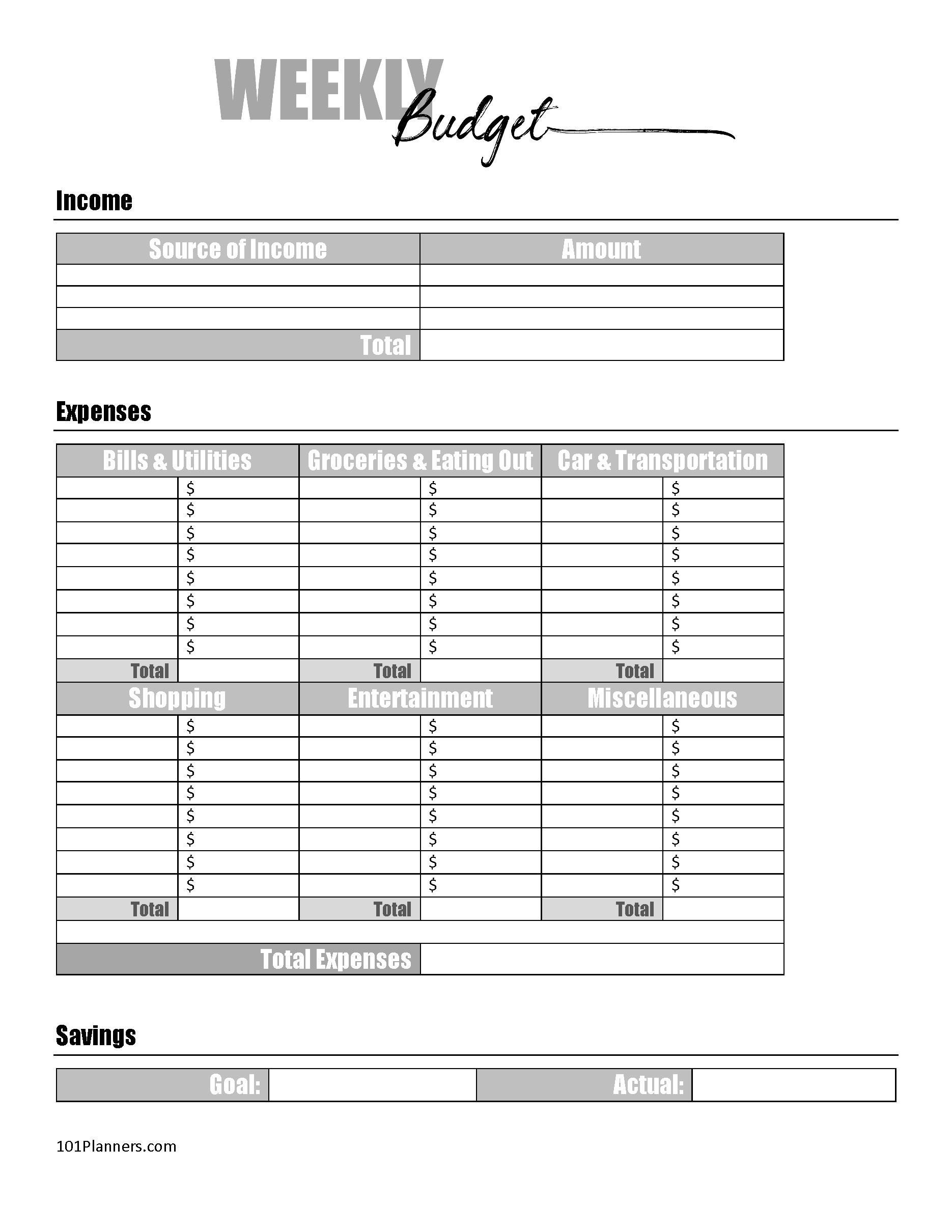 Blank Personal Budget Template By Indahiasionpaki Medium