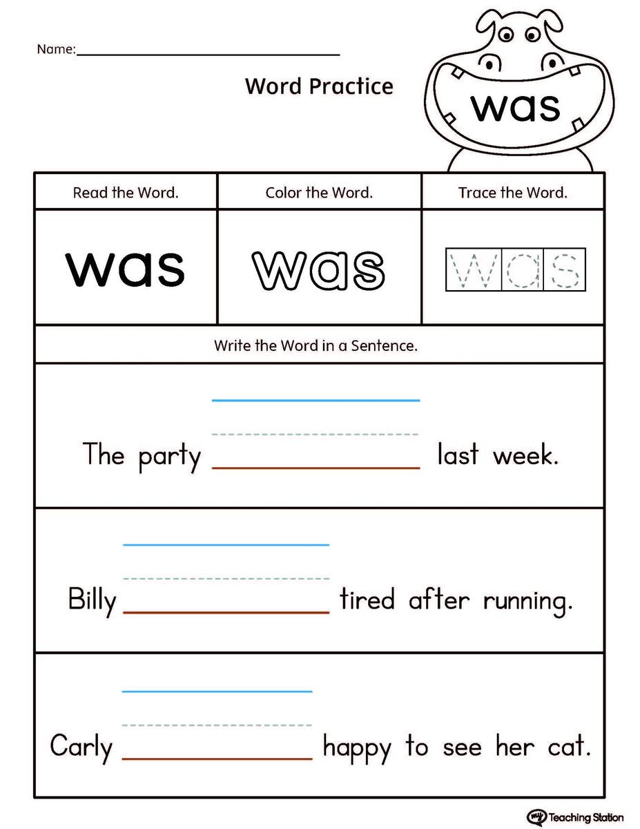 FREE Build Sentences Using Sight Word WAS MyTeachingStation FREE Build Sentences Using Sight Word WAS MyTeachingStation