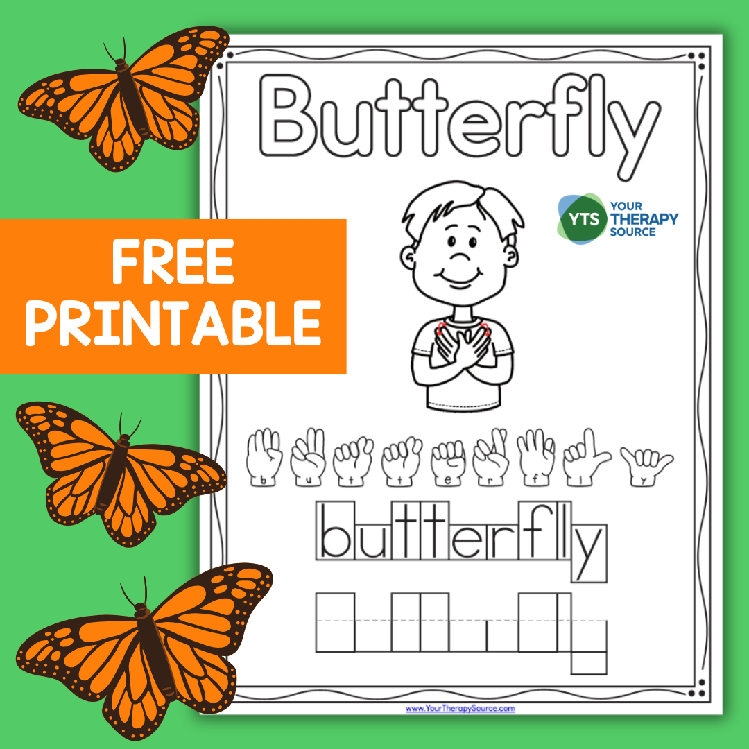 Free Butterfly Sign Language Fine Motor Worksheet Your Therapy Source Free Butterfly Sign Language Fine Motor Worksheet Your Therapy Source