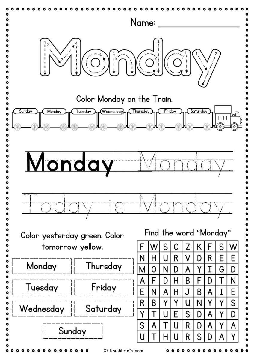 Free Days Of The Week Worksheets Teach Prints Days Of The Week Worksheets Made By Teachers