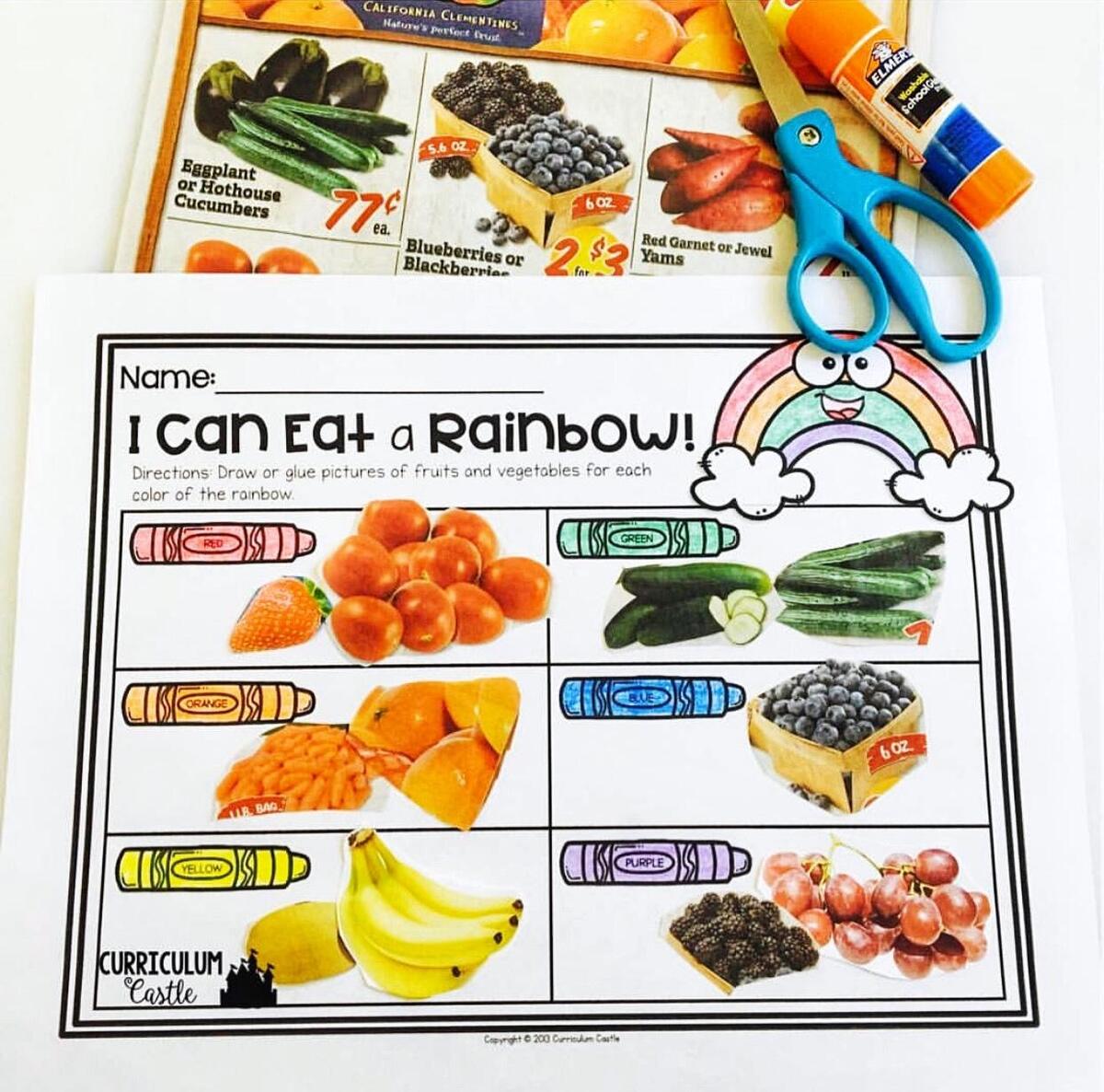 FREE Eat A Rainbow Nutrition Activity For Kids CURRICULUM CASTLE Eat The Rainbow ESL Worksheet By Shannonfax