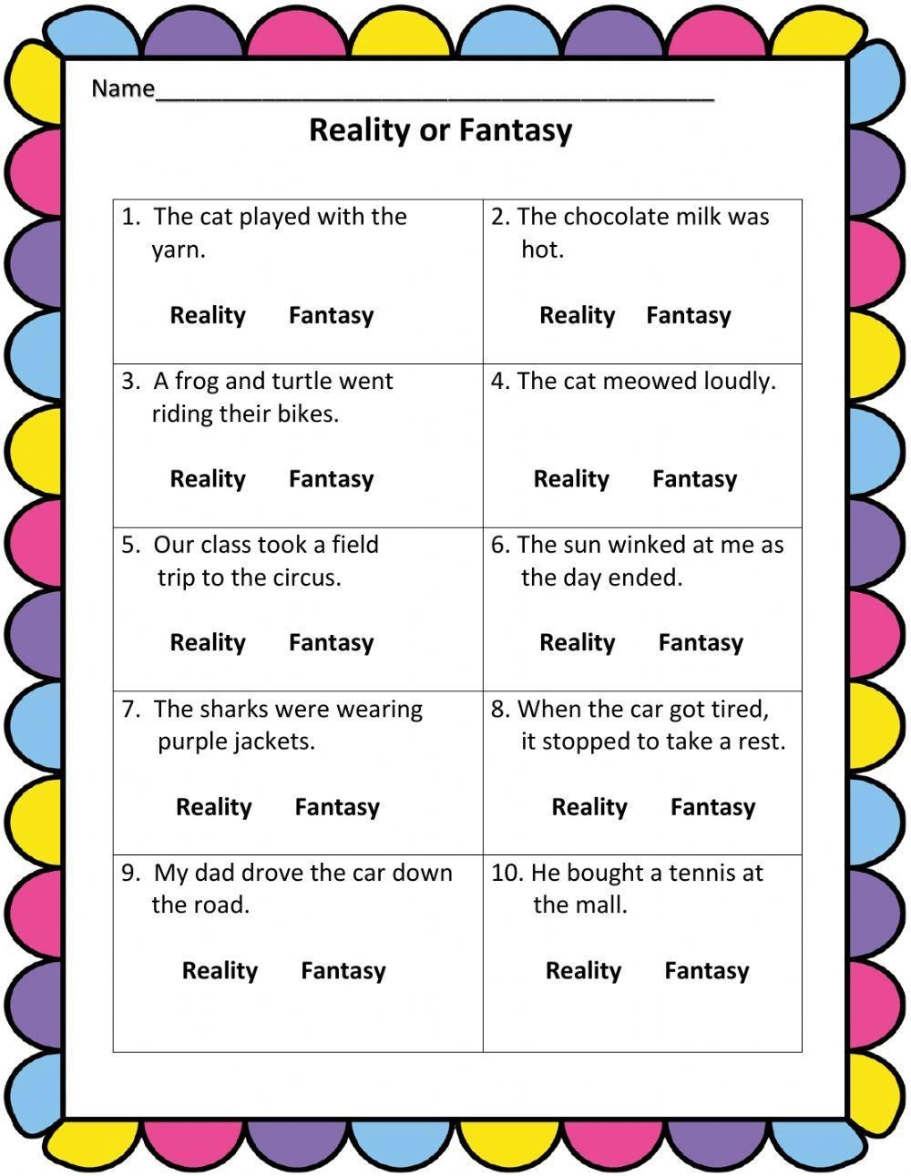 Free Fantasy And Reality Worksheet Download Free Fantasy And Reality Worksheet Png Images Free Worksheets On Clipart Library