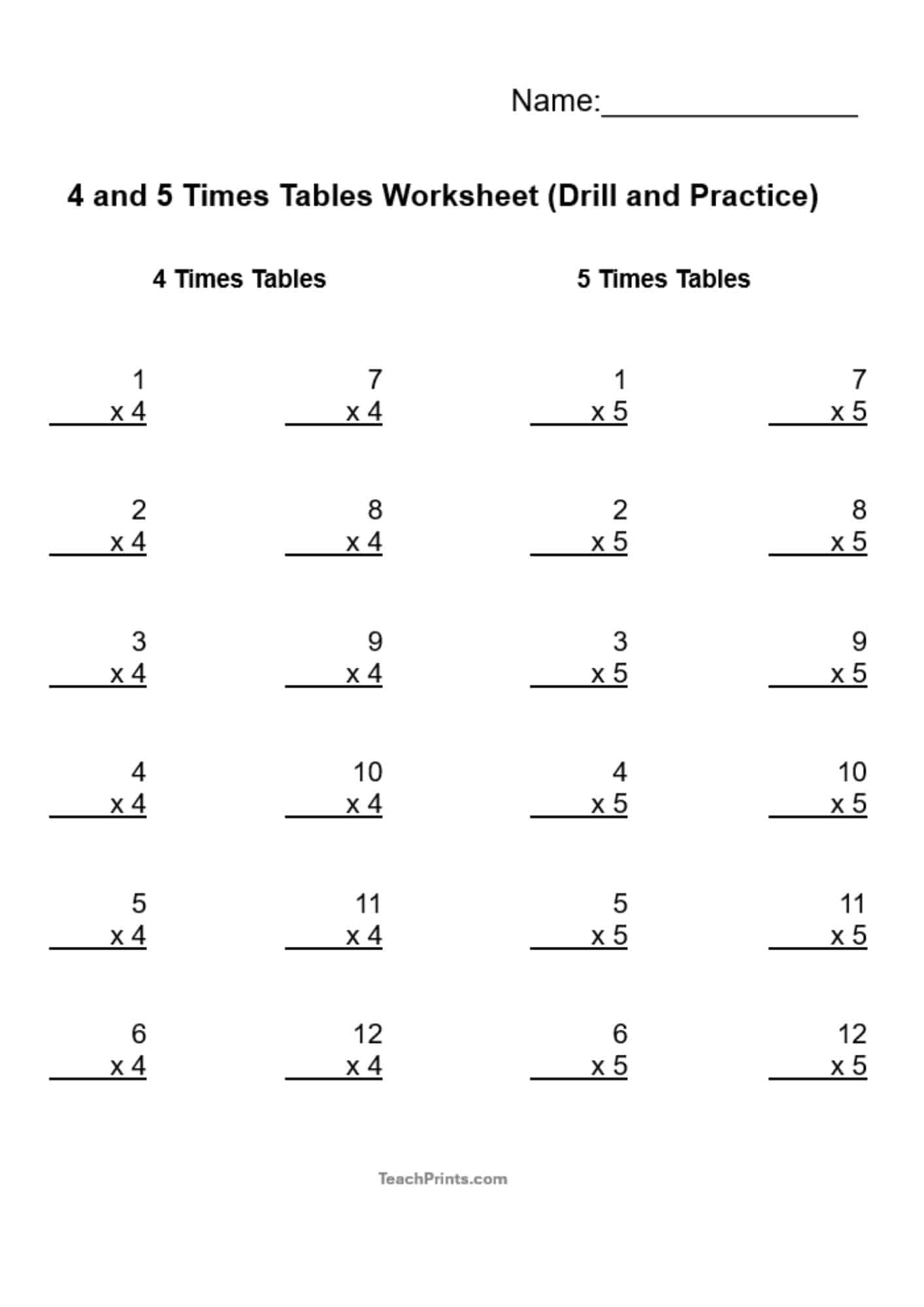 Free Five Times Tables Worksheets 8 Versions Teach Prints Free Five Times Tables Worksheets 8 Versions Teach Prints