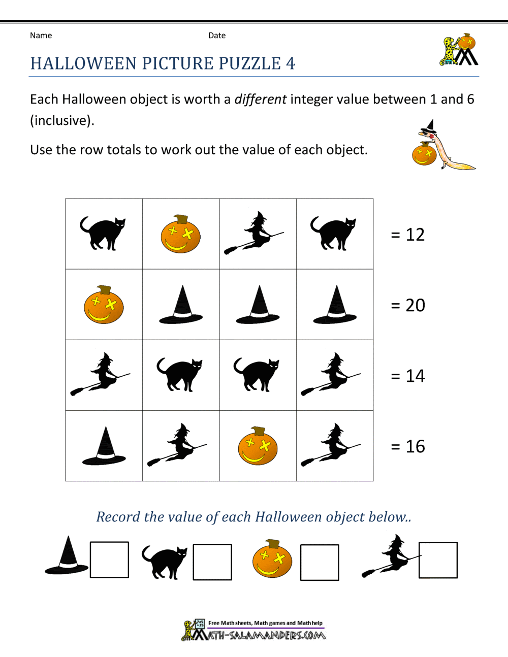 Free Halloween Math Worksheets Halloween Math Worksheets Printable FREE Halloween Math Worksheets Cazoom Math
