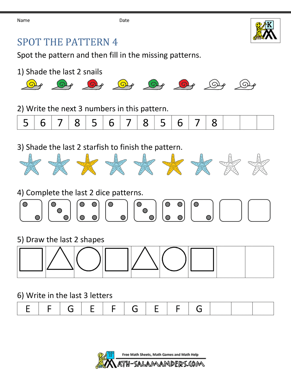 Free Kindergarten Worksheets Spot The Patterns Free Kindergarten Worksheets Spot The Patterns