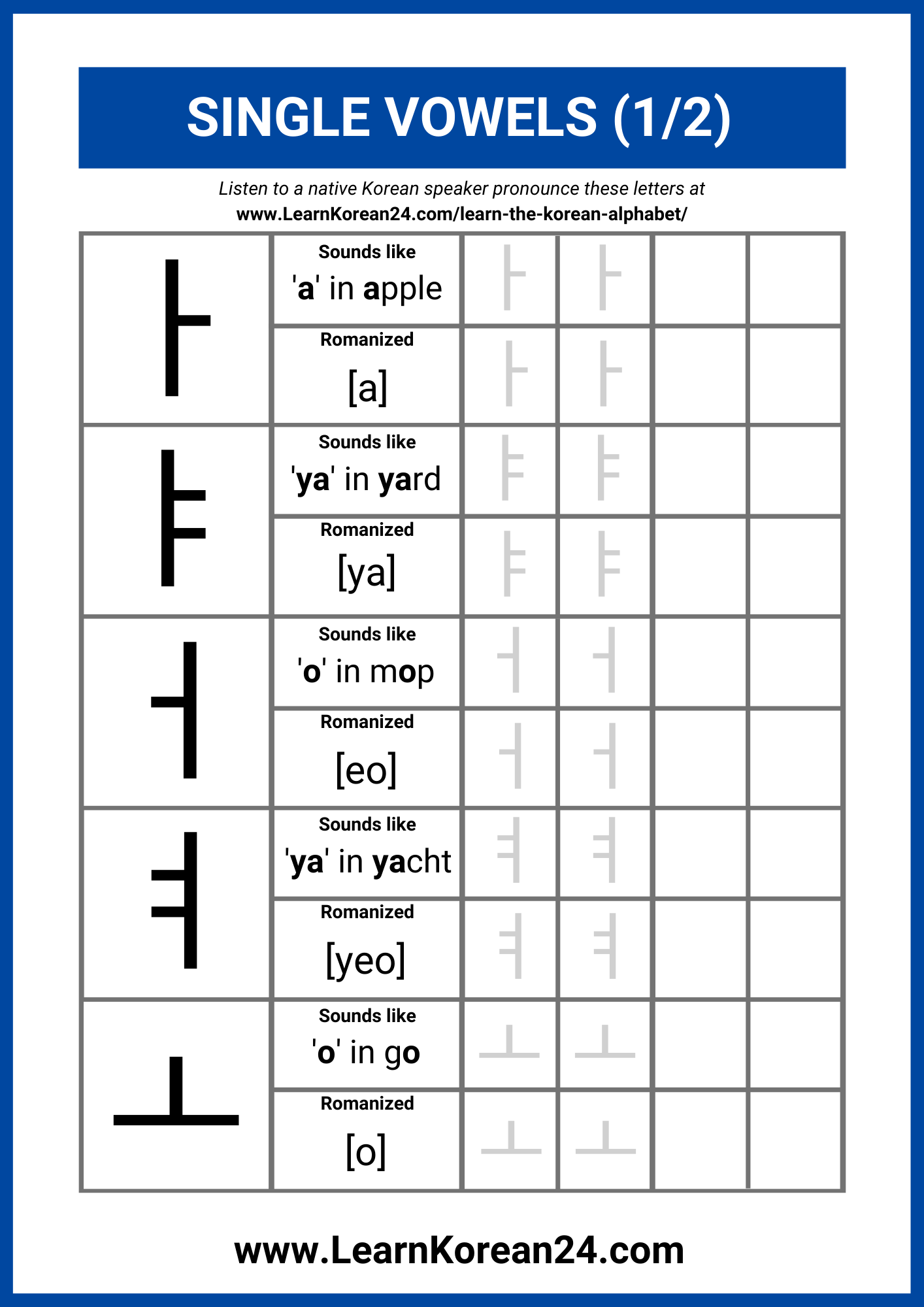 Free Korean Alphabet Worksheets PDF LearnKorean24 Korean Worksheets For Beginners And Kids Free PDFs