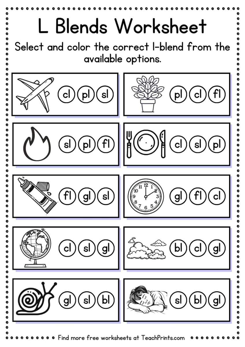 Free L Blend Worksheets Teach Prints Free L Blend Worksheets Teach Prints
