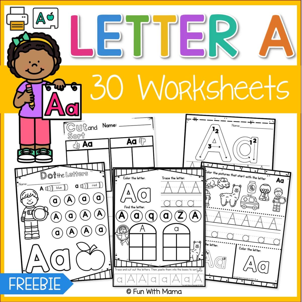 Free Letter A Worksheets For Preschool Kindergarten Fun With Mama Missing Letter Worksheets Free Printables Doozy Moo