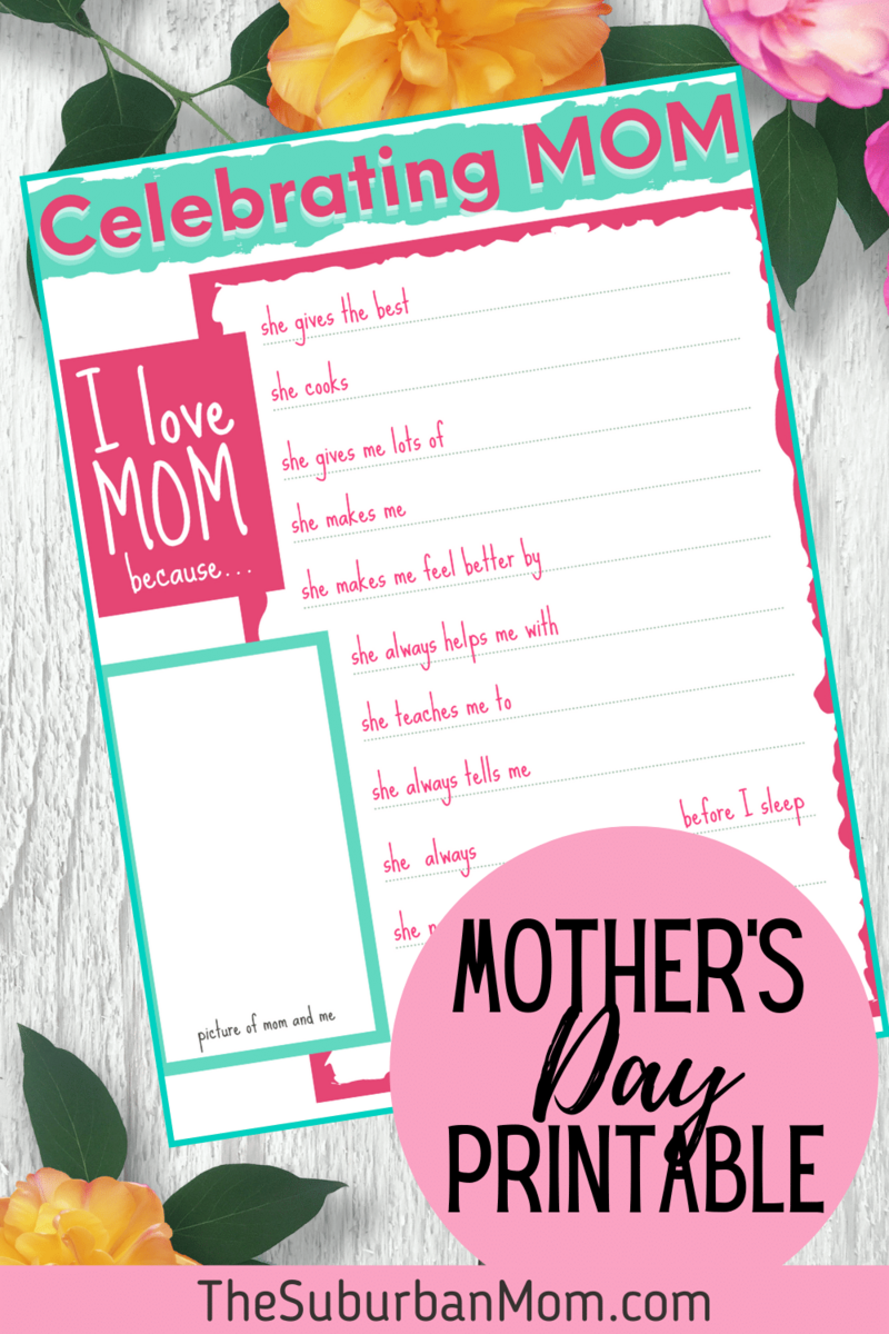 Free Mother S Day Kids Printable I Love My Mom Because