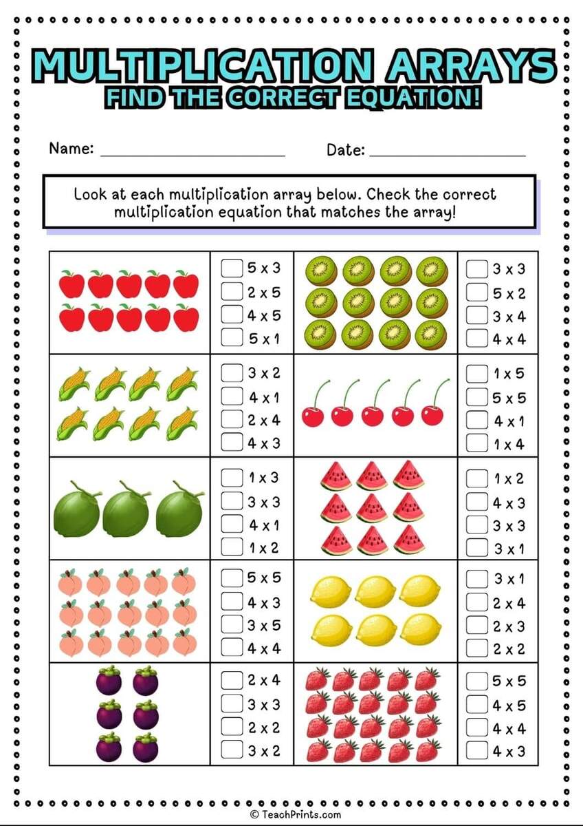 Free Multiplication Arrays Worksheets Teach Prints Multiplication Arrays Games ONLINE Worksheets