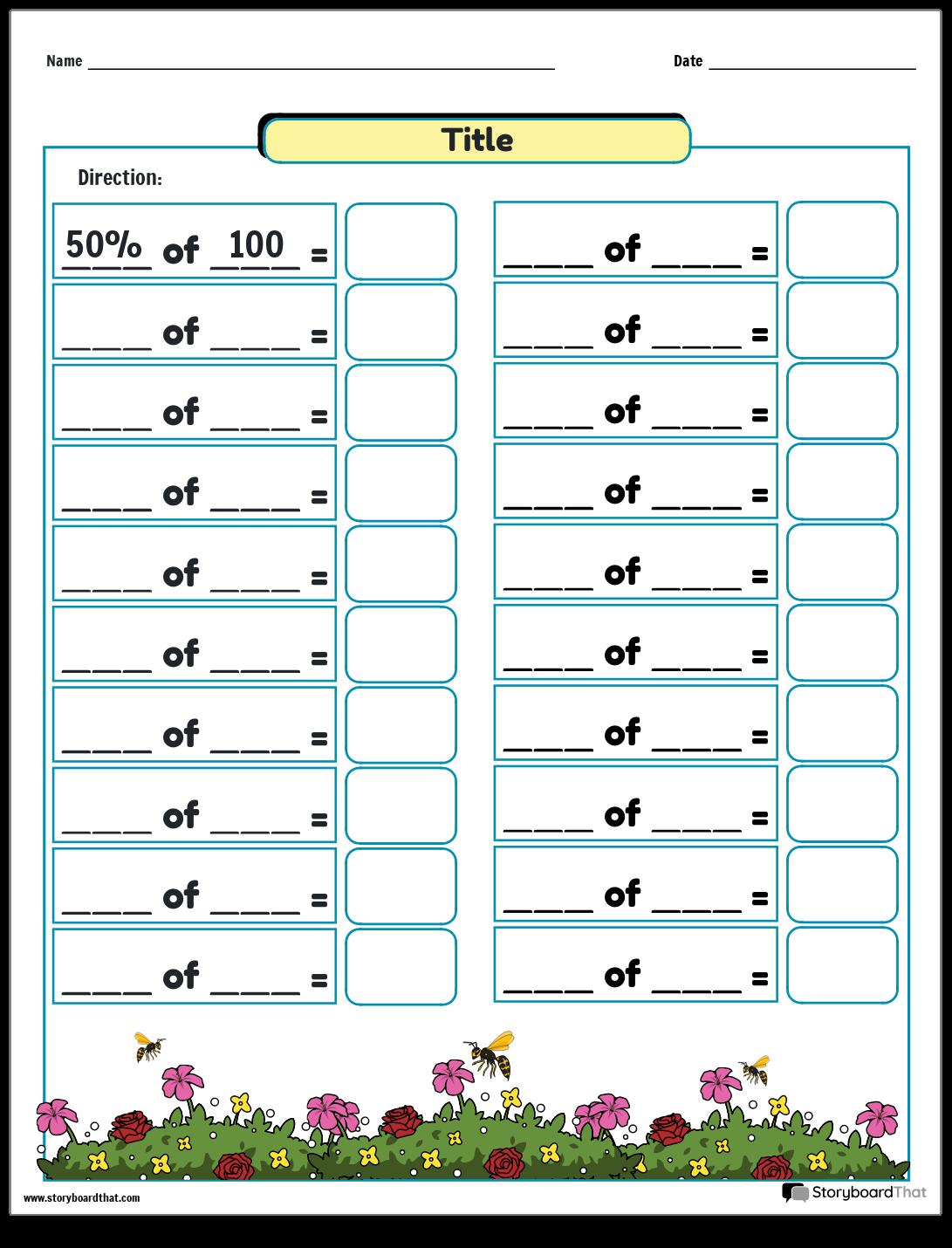 Free Percent Worksheets Create Yours With Storyboard That