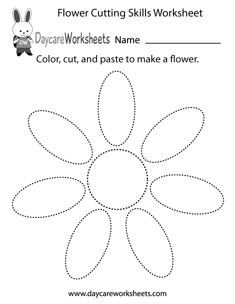Free Preschool Flower Cutting Skills Worksheet Flowers And Plants Printable Activities For Kids