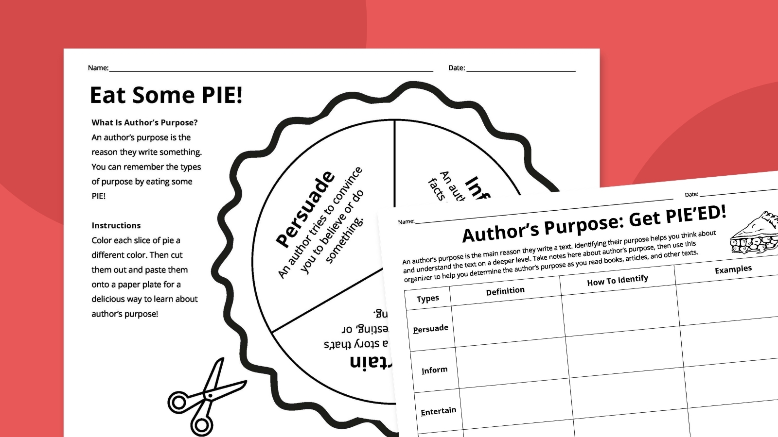 Free Printable Author S Purpose Worksheet Bundle 3 Activities We Are Teachers Authors Purpose Practice TAMMY FIELDS Library Formative