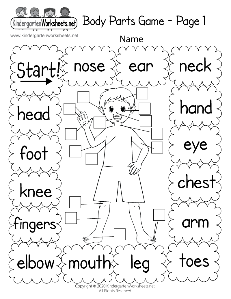 Free Printable Body Parts Game Worksheet Parts Of The Body Worksheets The Teaching Aunt
