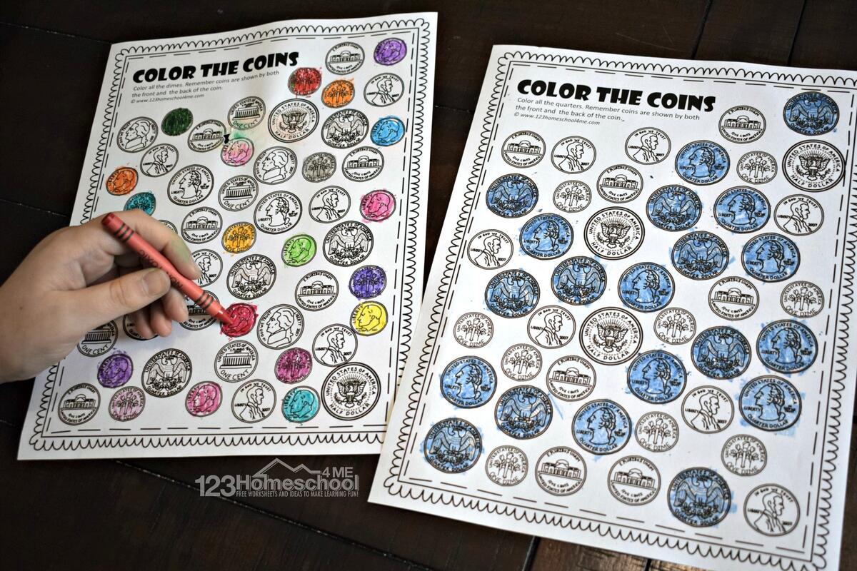 FREE Printable Color The Coin Money Worksheets Miss Giraffe S Class Teaching Money
