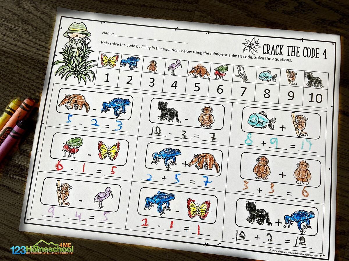 Crack The Code Math Addition And Subtraction Worksheets For Kindergarten And Grade 1 Kids Learning Resource For Classroom Homeschool Etsy