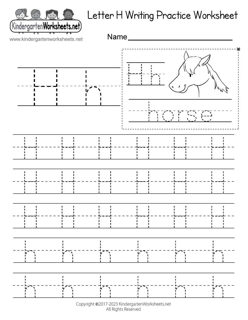 Free Printable Letter H Writing Practice Worksheet Letter H Free Worksheets TeachersMag